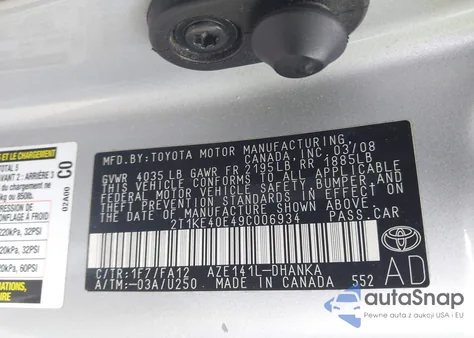 2009 Toyota Matrix S from USA, damaged, VIN 2T1KE40E49C006934